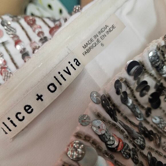 Alice & Olivia Matira Sequin Strapless Mini Dress in Silver - Picture 6 of 11